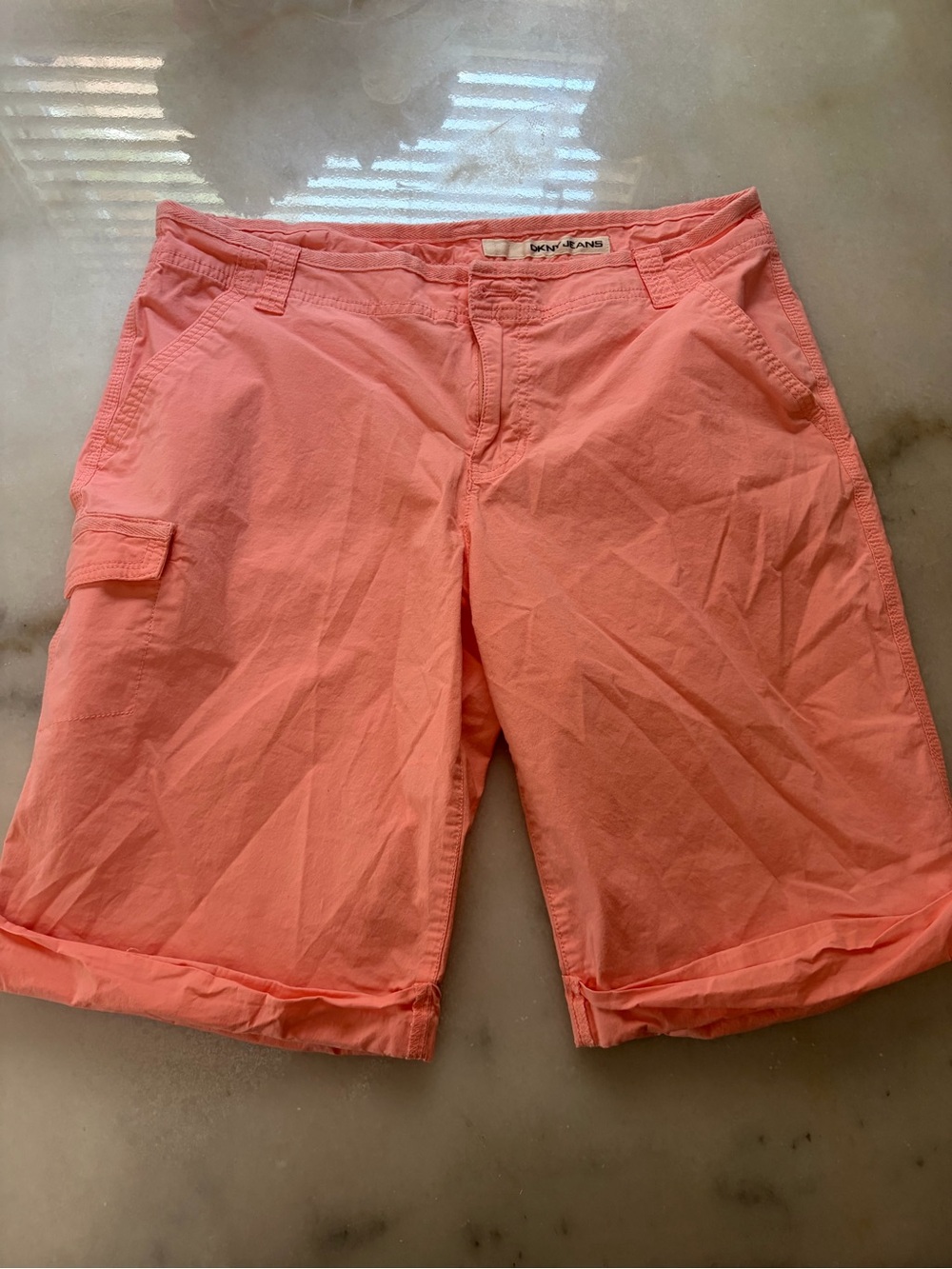DKNY Coral Pink Cotton Cargo Capris